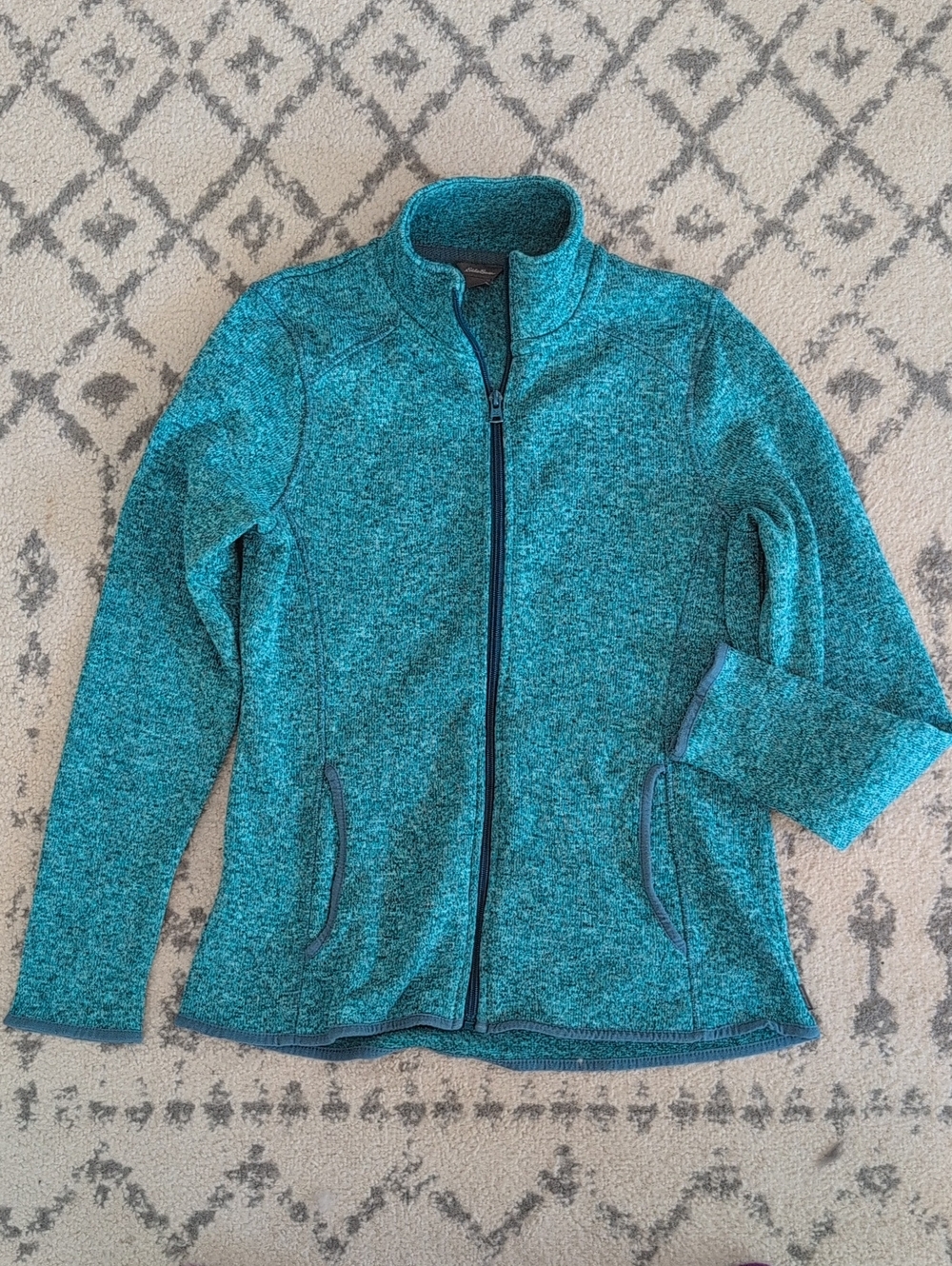 Eddie Bauer Teal Full-Zip Teddy Fleece Jacket
